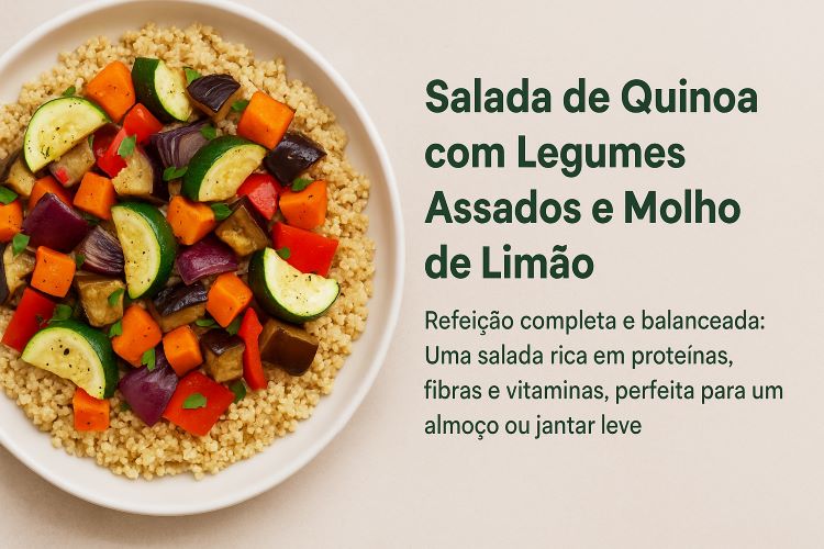 Salada de Quinoa com Legumes Assados e Molho de Limão: Receita Saudável, Nutritiva e Perfeita para Almoço ou Jantar Leve