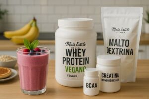 Potencialize Seus Treinos: Hoje, vamos desvendar o universo do Whey Protein Vegano, BCAA, Creatina e Maltodextrina,