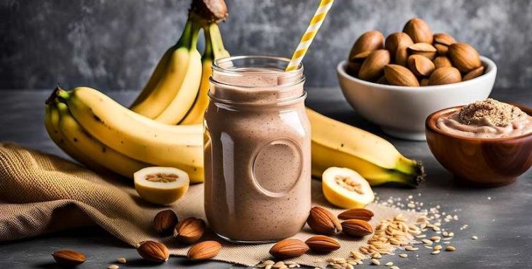 Smoothie de Banana com Cacau e Amêndoas