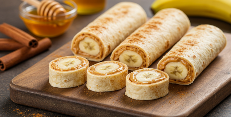 Experimente estes enroladinhos de banana! Eles são fáceis de fazer e só precisam de alguns ingredientes simples